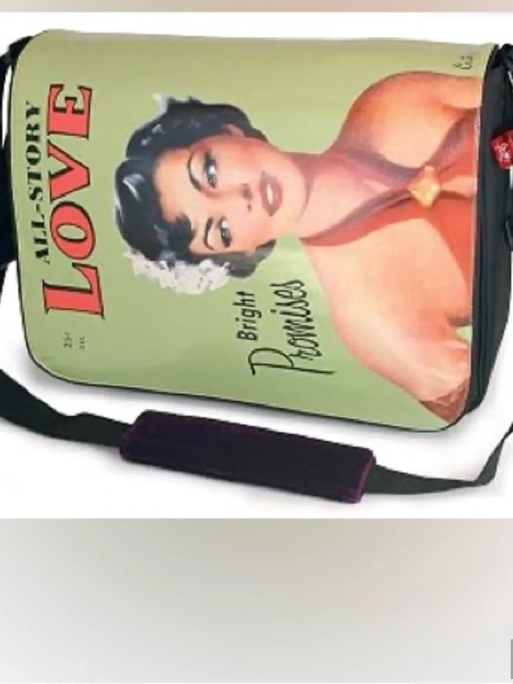 Maddie Powers Lime Green 'Love' Pinup Graphic Messenger Laptop Bag